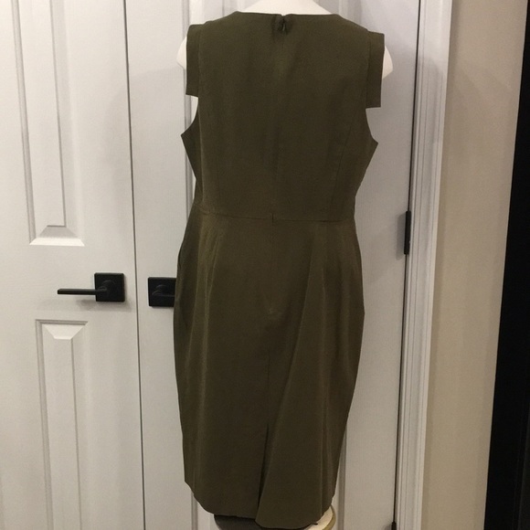 J.Crew Olive Green COTTON BLEND PENCIL SHEATH Dress size 14 in EUC - Picture 5 of 7